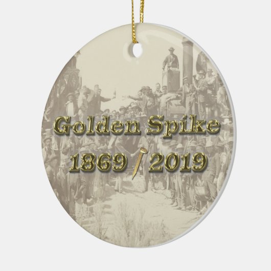 Golden Spike Transcontinental Railroad Sesquincent Keramisch Ornament (Links)