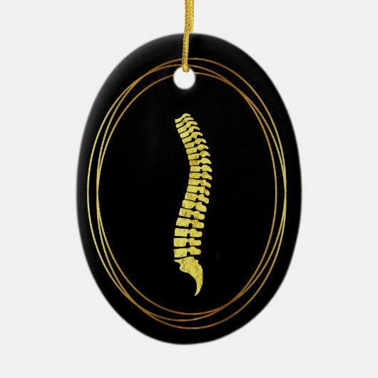 Golden Spine Silhouette-kerstversiering Keramisch Ornament (Voorkant)