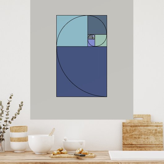 Golden Spiral, Fibonacci spiraal, Golden Ratio Poster (Keuken)