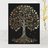 Golden Spiral Fibonacci Tree Kaart (Gele Bloem)