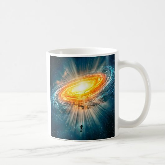 Golden Spiral Galaxy Astronaut Sci-Fi Deep Space Koffiemok (Rechts)