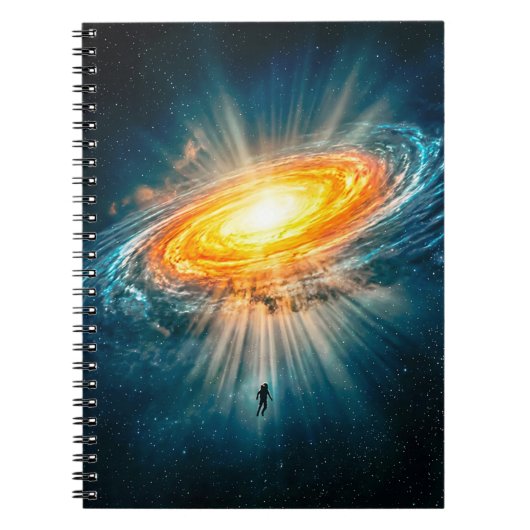 Golden Spiral Galaxy Astronaut Sci-Fi Space Notitieboek (Voorkant)