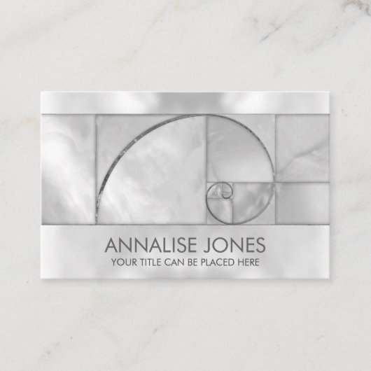 Golden Spiral - Pearl en Silver Visitekaartje (Voorkant)