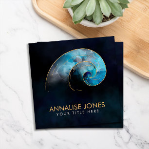 Golden Spiral - Sacred Geometry - waterverf inkt Vierkante Visitekaartje