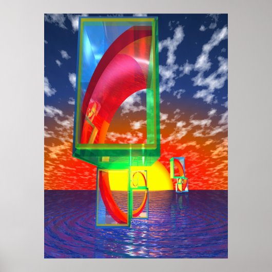 Golden Spiral Sunset Sailing Poster (Voorkant)