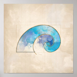 Golden Spiral - Waterverf Poster