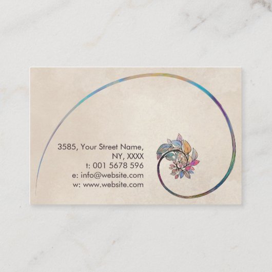 Golden Spiral - Waterverf Tree Branch Visitekaartje (Achterkant)