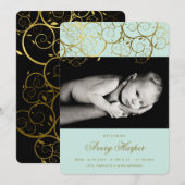 Golden Spirals Baby Boy Fotoaankondiging Aankondiging (Voorkant / Achterkant)
