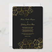 Golden Spirals Vine Classy Black Wedding Invite Kaart (Voorkant)