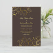 Golden Spirals Vine Classy Expresso Wedding Invite Kaart (Staand voorkant)