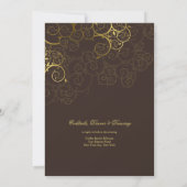 Golden Spirals Vine Classy Expresso Wedding Invite Kaart (Achterkant)