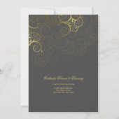 Golden Spirals Vine Classy Gray Weddenschap Kaart (Achterkant)