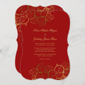 Golden Spirals Vine Classy Wedding Invitation Kaart (Voorkant / Achterkant)