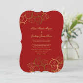Golden Spirals Vine Classy Wedding Invitation Kaart (Staand voorkant)