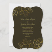 Golden Spirals Vine Classy Wedding Invitation Kaart (Voorkant)