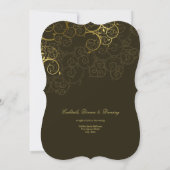 Golden Spirals Vine Classy Wedding Invitation Kaart (Achterkant)