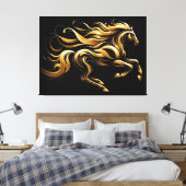 Golden Spirit - Abstract paard in beweging Canvas Afdruk (Insitu (Slaapkamer))