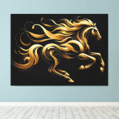 Golden Spirit - Abstract paard in beweging Canvas Afdruk (Insitu (Houten vloer))