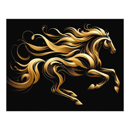 Golden Spirit - Abstract paard in beweging Foto Afdruk (Voorkant)