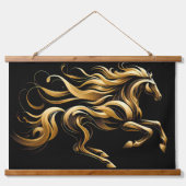 Golden Spirit - Abstract paard in beweging Hangend Wandkleed (Voorkant)