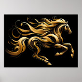 Golden Spirit - Abstract paard in beweging Poster (Voorkant)