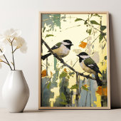 Golden Splendor met Azure Birds Poster Folie Gold