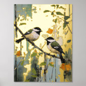 Golden Splendor met Azure Birds Poster Folie Gold (Voorkant)