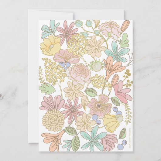 Golden Spring bloemenbruids douche uitnodiging (Achterkant)