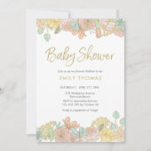 Golden Spring bloemenuitnodiging voor Baby shower Kaart (Voorkant)