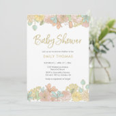 Golden Spring bloemenuitnodiging voor Baby shower Kaart (Staand voorkant)