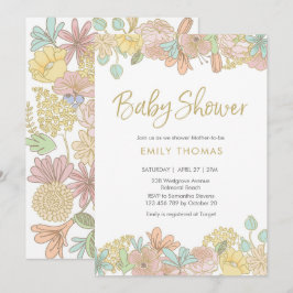 Golden Spring bloemenuitnodiging voor Baby shower Kaart