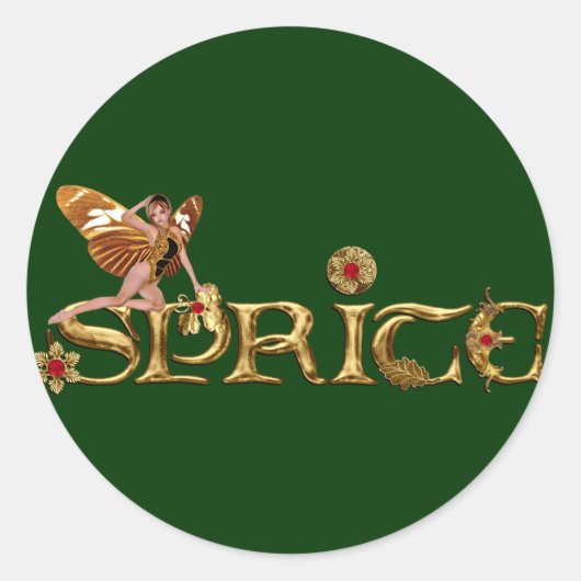 Golden Sprite Fairy Ronde Sticker (Voorkant)