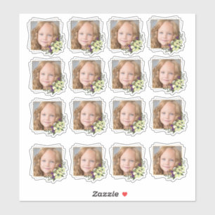 Golden Square lijst met bloemen op maat Foto Sticker