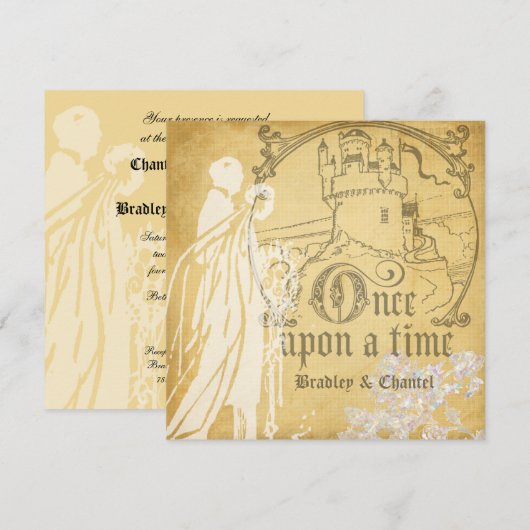 Golden Squared Eenmaal op time uitnodiging (Voorkant / Achterkant)