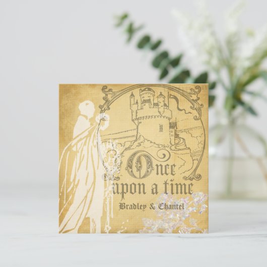 Golden Squared Eenmaal op time uitnodiging (Staand voorkant)