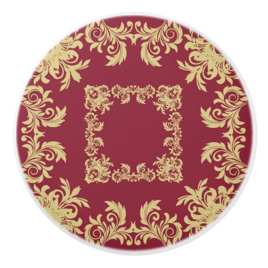 Golden Squares Wine Keramische Knop (Voorkant)