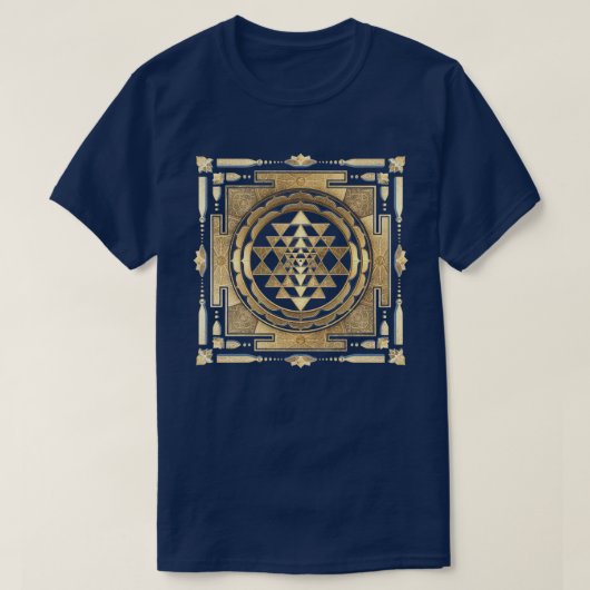 GOLDEN SRI YANTRA diepe houtskool achtergrond T-shirt (Design voorkant)