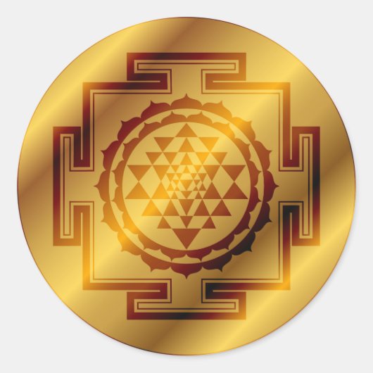 Golden Sri Yantra Ronde Sticker (Voorkant)