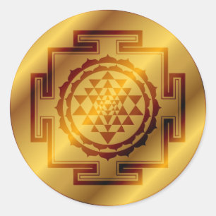 Golden Sri Yantra Ronde Sticker