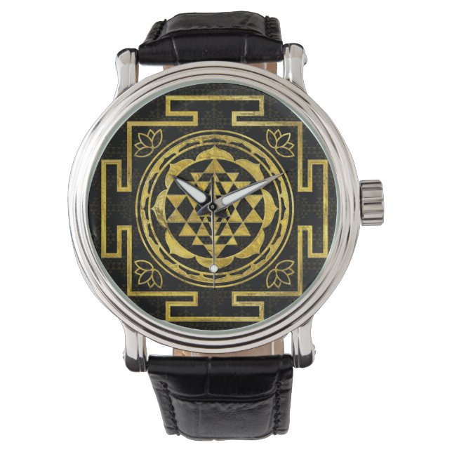 Golden Sri Yantra/Sri Chakra Horloge (Voorkant)