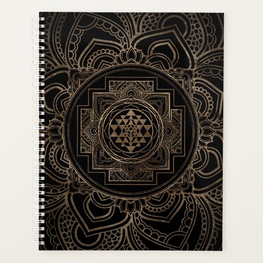 Golden Sri Yantra/Sri Chakra in lotus Planner (Voorkant)