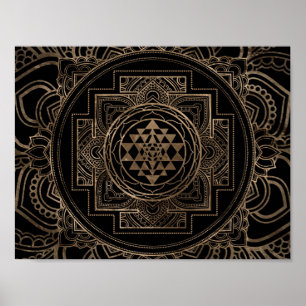 Golden Sri Yantra/Sri Chakra in lotus Poster