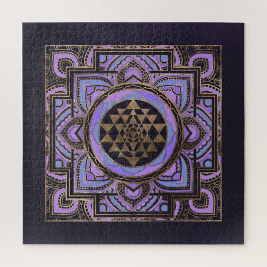 Golden Sri Yantra/Sri Chakra in pastellotus Legpuzzel (Verticaal)