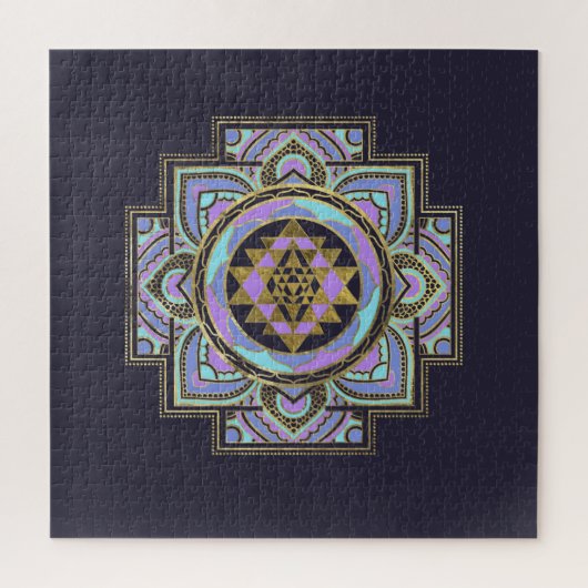Golden Sri Yantra/Sri Chakra in pastellotus Legpuzzel (Verticaal)
