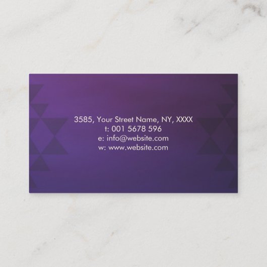 Golden Sri Yantra / Sri Chakra op paarse Visitekaartje (Achterkant)