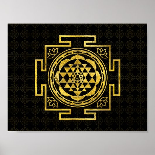 Golden Sri Yantra/Sri Chakra Poster (Voorkant)