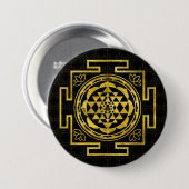 Golden Sri Yantra/Sri Chakra Ronde Button 7,6 Cm (Voorkant /achterkant)