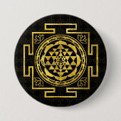 Golden Sri Yantra/Sri Chakra Ronde Button 7,6 Cm (Voorkant)