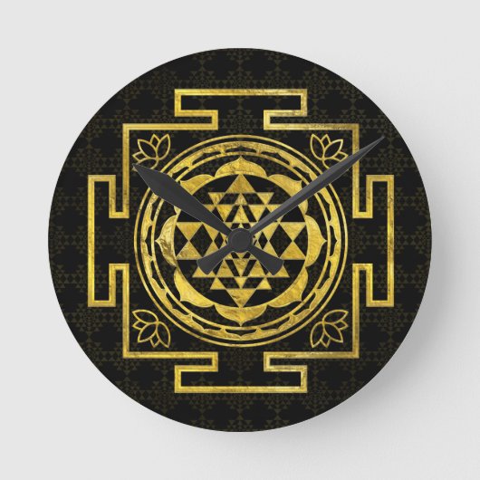 Golden Sri Yantra/Sri Chakra Ronde Klok (Voorkant)