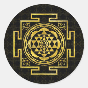Golden Sri Yantra/Sri Chakra Ronde Sticker